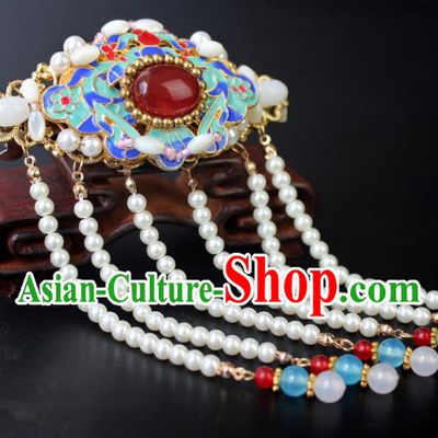 Chinese Ancient Handmade Hair Accessories Beads Tassel Step Shake Hair Stick Blueing Hairpins for Women