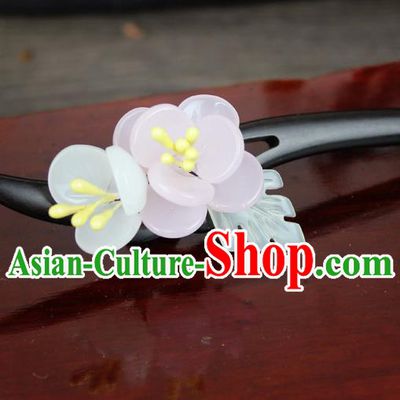 Chinese Ancient Handmade Hair Accessories Flowers Ebony Hairpins for Women