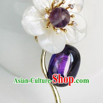 Chinese Ancient Handmade Brooch Accessories Chalcedony Breastpin for Women