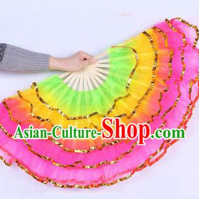 Chinese Folk Dance Props Accessories Stage Performance Yangko Folding Fans for Women