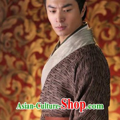 Traditional Ancient Chinese Han Dynasty Minister Nobility Childe Lv Lu Replica Costume for Men