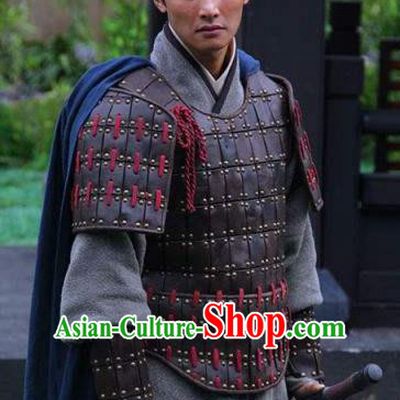 Traditional Ancient Chinese Han Dynasty General Li Yi Helmet and Armour Replica Costume for Men