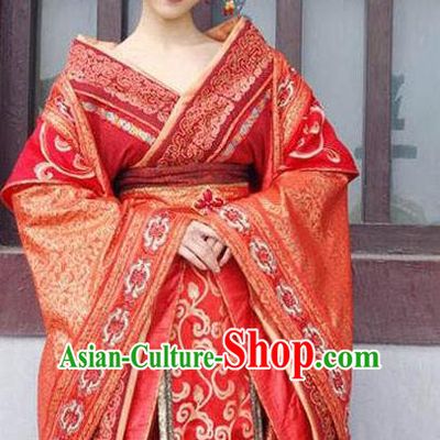 Ancient Traditional Chinese Han Dynasty Imperial Concubine Embroidered Hanfu Dress Replica Costume for Women