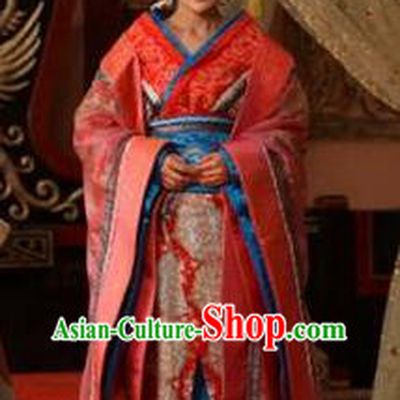 Ancient Traditional Chinese Han Dynasty Imperial Consort Embroidered Hanfu Dress Replica Costume for Women
