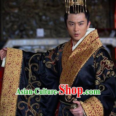 Traditional Ancient Chinese Han Dynasty Emperor Ai Liu Xin Replica Costume for Men