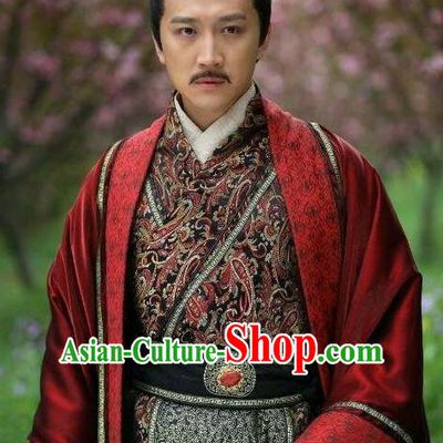 Traditional Ancient Chinese Han Dynasty Emperor Yuan Liu Shi Replica Costume for Men