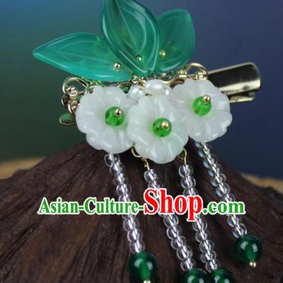 Chinese Ancient Handmade Hair Accessories Classical Hairpins Jade Flowers Hair Claw for Women