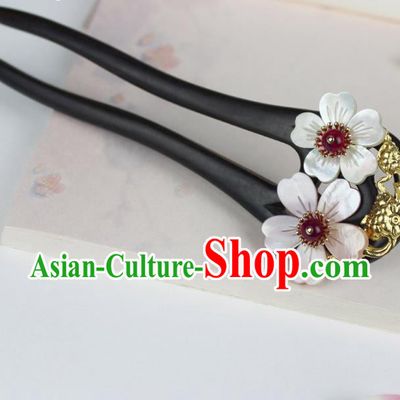 Chinese Ancient Handmade Hair Accessories Classical Ebony Hairpins Hanfu Hair Clips for Women