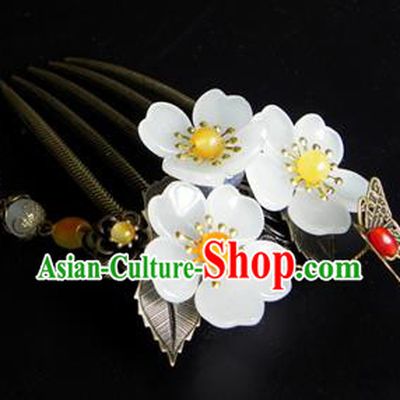 Chinese Ancient Handmade Hair Accessories Hairpins Classical Hanfu Flowers Tassel Hair Comb for Women