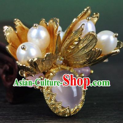 Chinese Ancient Handmade Hair Accessories Classical Hanfu Golden Hair Claw for Women