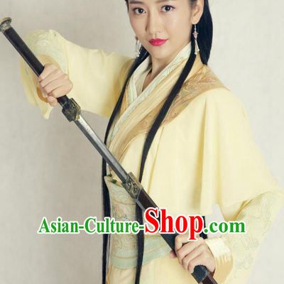 Chinese Ancient Wei and Jin Dynasties Swordswoman Hanfu Dress Replica Costume for Women