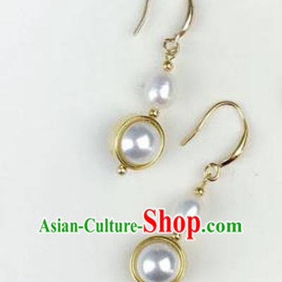 Chinese Ancient Handmade Accessories Eardrop Pearl Earrings for Women