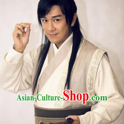 Traditional Chinese Wei and Jin Dynasties Medical Scientist Acupuncturist Huangpu Mi Replica Costume for Men