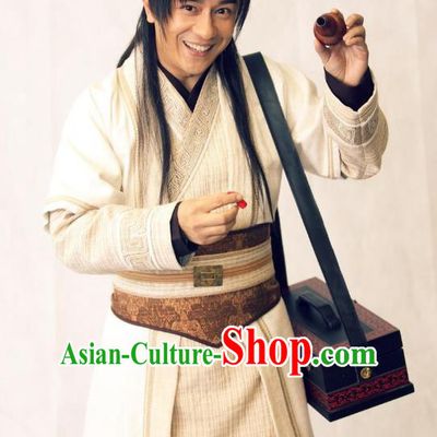 Traditional Chinese Wei and Jin Dynasties Physician Acupuncturist Huangpu Mi Replica Costume for Men