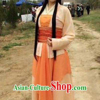 Chinese Ancient Wei and Jin Dynasties Court Maid Embroidered Hanfu Dress Replica Costume for Women