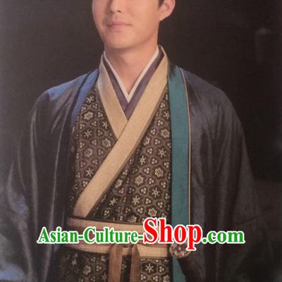 Traditional Chinese Wei and Jin Dynasties Swordsman Wang Shu Replica Costume for Men