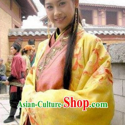 Chinese Ancient Han Dynasty Palace Lady Imperial Concubine Embroidered Hanfu Dress Replica Costume for Women