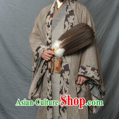Ancient Chinese Three Kingdoms Period Kingdom Shu Prime Minister Sleep Dragon Zhuge Liang Replica Costume for Men
