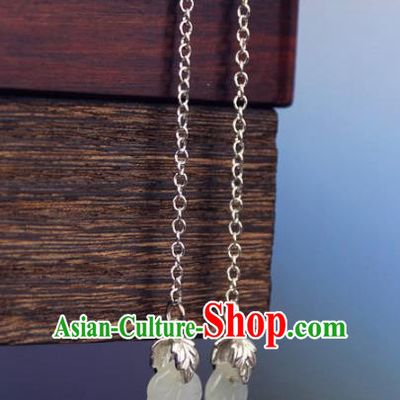Chinese Ancient Handmade Accessories Earrings Leaf Tassel Eardrop for Women