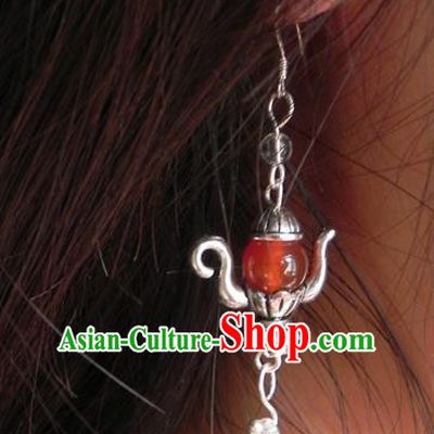 Chinese Handmade Ancient Accessories Red Crystal Earrings for Women