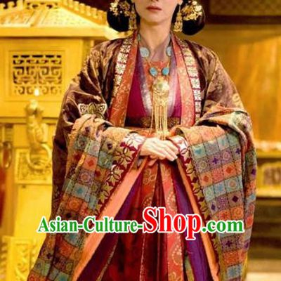 Chinese Ancient Five Dynasties and Ten Kingdoms Shu Empress Meng Hanfu Dress Replica Costume for Women