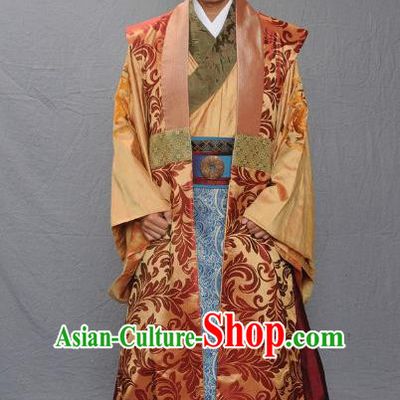 Chinese Ancient Warring States Period Qi Kingdom King Monarch Tian Pijiang Replica Costume for Men