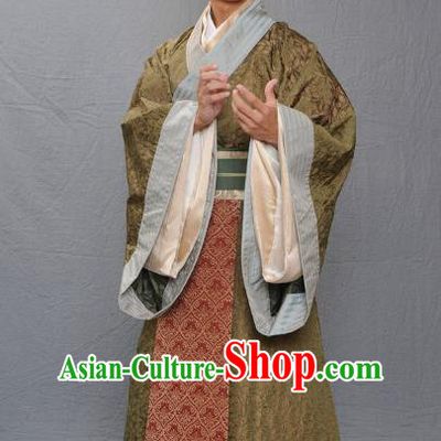 Ancient Chinese Warring States Period Qi Kingdom Official Historian Replica Costume for Men