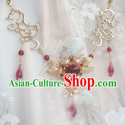 Chinese Handmade Ancient Palace Necklace Accessories Hanfu Crystal Necklet for Women