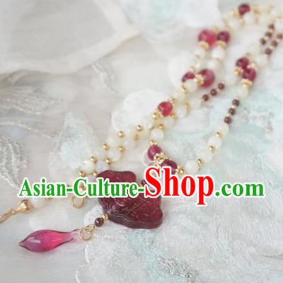 Chinese Handmade Ancient Jewelry Accessories Coloured Glaze Necklace Hanfu Necklet for Women