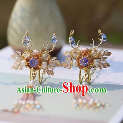 Chinese Ancient Handmade Hanfu Tassel Hairpins Palace Lady Hair Accessories for Women