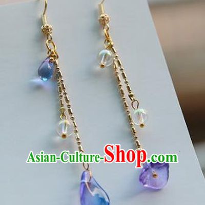 Chinese Handmade Ancient Jewelry Accessories Eardrop Hanfu Long Earrings for Women