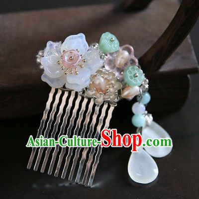 Chinese Ancient Handmade Hanfu Hairpins Palace Lady Lotus Hair Comb Hair Accessories for Women