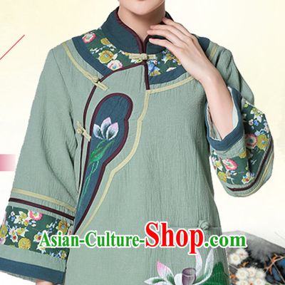 Hands Painted Top Traditional Chinese Tai Chi Kongfu Taiji Long Blouse Clothing