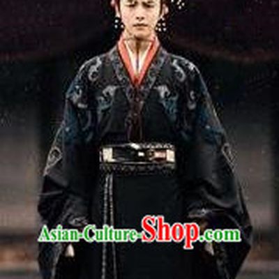 Chinese Ancient Eastern Han Dynasty Emperor Liu Xie Imperial Robe Historical Costume for Men