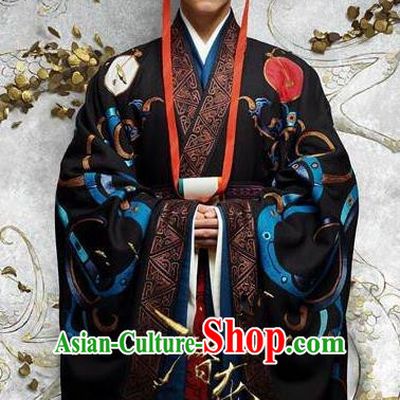 Chinese Ancient Eastern Han Dynasty Xian Emperor Liu Xie Imperial Robe Historical Costume for Men