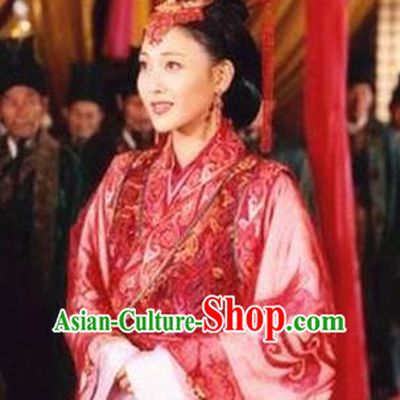 Chinese Ancient Han Dynasty Palace Lady Wang Zhaojun Wedding Hanfu Dress Replica Costume for Women