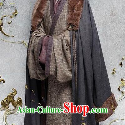 Chinese Ancient Three Kingdoms Period Military Strategist Jia Xu Historical Costume for Men