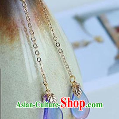 Chinese Handmade Ancient Jewelry Accessories Eardrop Hanfu Long Tassel Earrings for Women