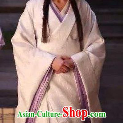 Chinese Three Kingdoms Period Succubus Mistress Bai Hanfu Dress Ancient Replica Costume for Women