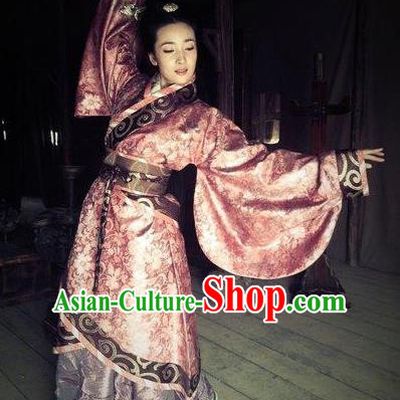 Chinese Ancient Han Dynasty Imperial Concubine Ji Hanfu Dress Embroidered Replica Costume for Women