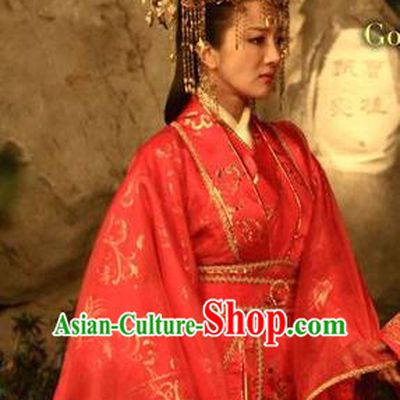 Chinese Ancient Three Kingdoms Period Wei State Queen Zhen Mi Hanfu Dress Wedding Replica Costume for Women