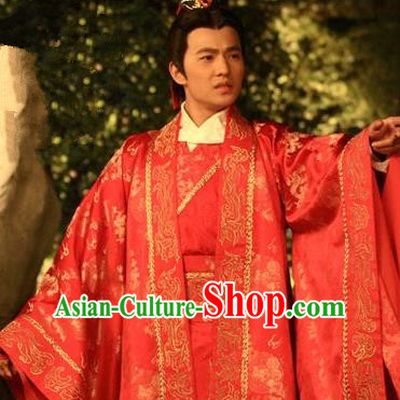 Chinese Ancient Three Kingdoms Period Wei State Crown Prince Cao Pi Wedding Historical Costume for Men