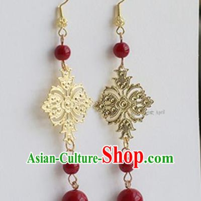 Ancient Chinese Handmade Hanfu Earrings Accessories Golden Eardrop for Women