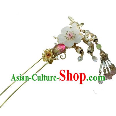 Chinese Ancient Hanfu Handmade Hairpins Flowers Tassel Hair Clip Hair Accessories for Women