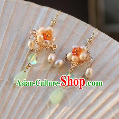 Ancient Chinese Handmade Hanfu Earrings Accessories Pearls Tassel Eardrop for Women