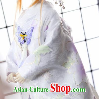 Traditional Asian Japan Costume Japanese Courtesan Shiromuku Kimono Sakura Vibration Sleeve Kimono for Women