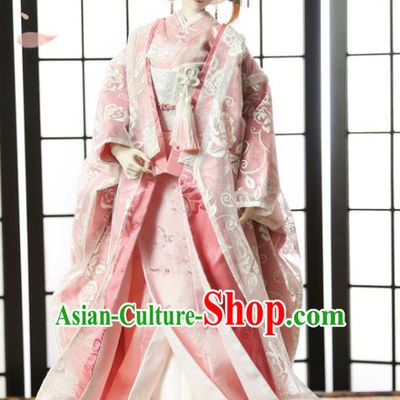 Traditional Asian Japan Costume Japanese Courtesan Iromuji Kimono Pink Vibration Sleeve Kimono for Women