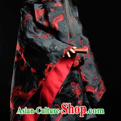 Traditional Asian Japan Costume Japanese Prince Black Kimono Hunting Clothing for Men