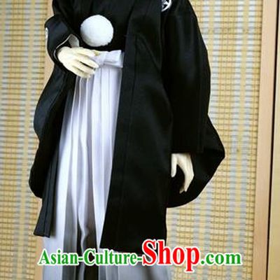 Traditional Asian Japan Costume Japanese Prince Kimono Black Haori Hakama Clothing for Men