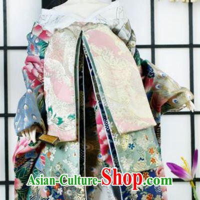 Traditional Asian Japan Costume Japanese Iromuji Kimono Printing Peony Vibration Sleeve Kimono Clothing for Women